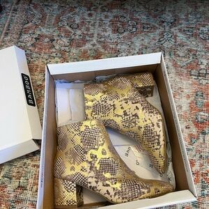 BAMBOO Gold Snakeskin Boots